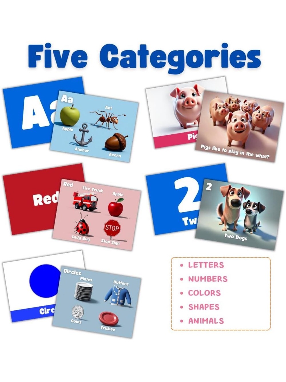 Toddler Flash Cards Learning Set Letters Numbers Colors Shapes Animals NEW - Picture 5 of 10